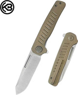 Kubey Steelhead Linerlock Bronze KB315D - Bohler M390 Reverse Tanto Blade Bronze Stonewash Titanium Handle by Kubey