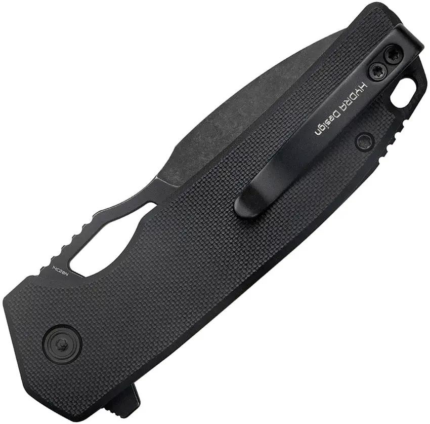 Kubey RDF Button Lock Knife - Blackwash 14C28N Blade With Black G10 Handle KU316G by Kubey