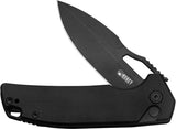 Kubey RDF Button Lock Knife - Blackwash 14C28N Blade With Black G10 Handle KU316G by Kubey