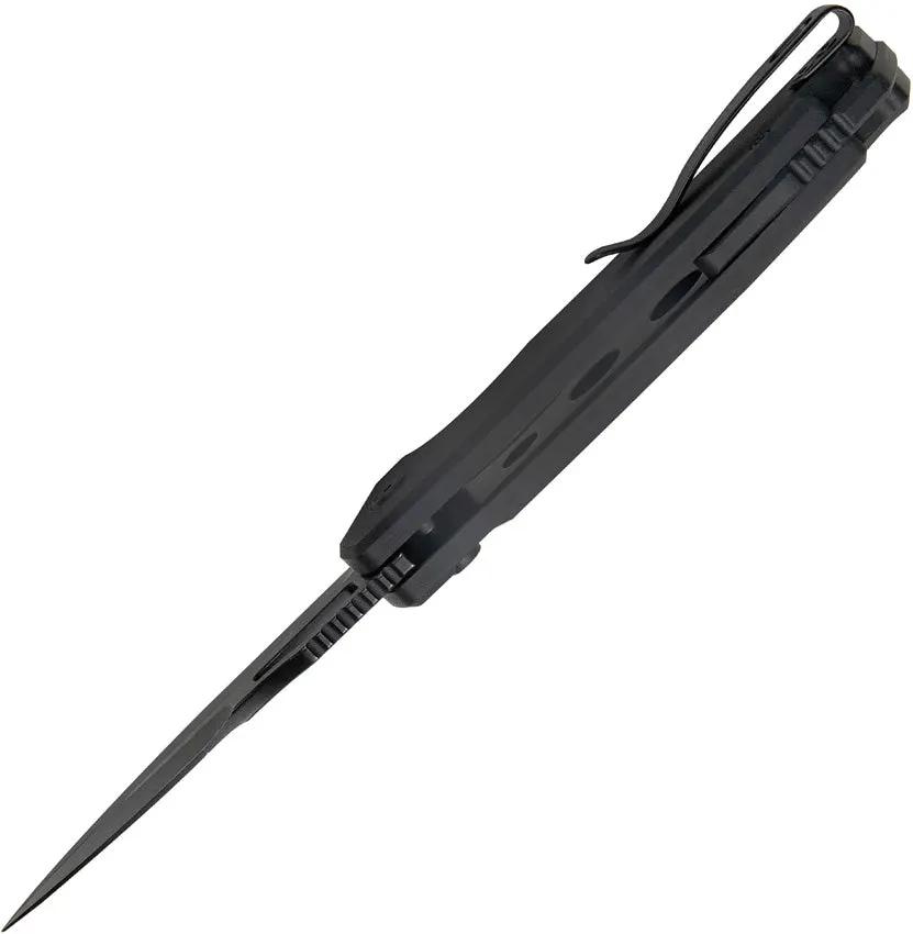 Kubey RDF Button Lock Knife - Blackwash 14C28N Blade With Black G10 Handle KU316G by Kubey
