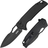 Kubey RDF Button Lock Knife - Blackwash 14C28N Blade With Black G10 Handle KU316G by Kubey