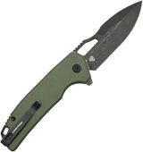 Kubey RDF Button Lock OD KU316K Knife - Olive Drab G10 Handle With Extended Tang 14C28N Sandvik Blade by Kubey