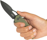 Kubey RDF Button Lock OD KU316K Knife - Olive Drab G10 Handle With Extended Tang 14C28N Sandvik Blade by Kubey