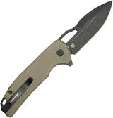 Kubey RDF Button Lock Tan KU316L - Durable EDC Knife With Tan G10 Handle And 14C28N Sandvik Blade by Kubey