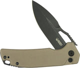 Kubey RDF Button Lock Tan KU316L - Durable EDC Knife With Tan G10 Handle And 14C28N Sandvik Blade by Kubey