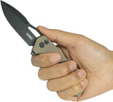 Kubey RDF Button Lock Tan KU316L - Durable EDC Knife With Tan G10 Handle And 14C28N Sandvik Blade by Kubey