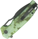 Kubey RDF Button Lock Camo Knife - Rugged Camo G10 Handle With 14C28N Stainless Blade by Kubey