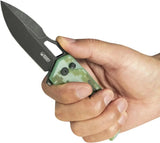 Kubey RDF Button Lock Camo Knife - Rugged Camo G10 Handle With 14C28N Stainless Blade by Kubey