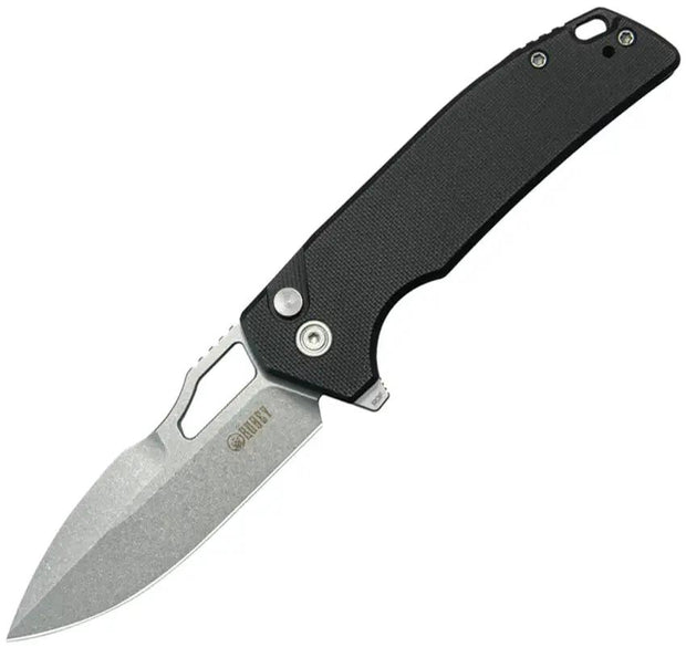 Kubey RDF Button Lock Black G10 - Durable Spear Point Blade With Extended Tang And Thumb Pull by Kubey