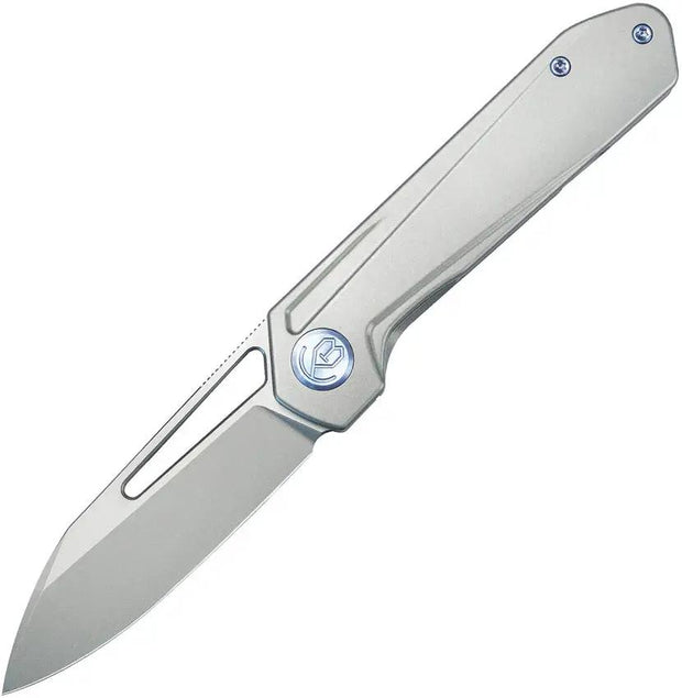 Kubey Royal Framelock Titanium KU321I - Bohler M390 Blade, Gray Titanium Handle, Extended Tang by Kubey