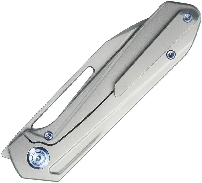 Kubey Royal Framelock Titanium KU321I - Bohler M390 Blade, Gray Titanium Handle, Extended Tang by Kubey