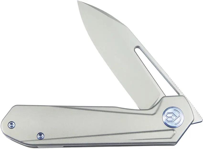 Kubey Royal Framelock Titanium KU321I - Bohler M390 Blade, Gray Titanium Handle, Extended Tang by Kubey