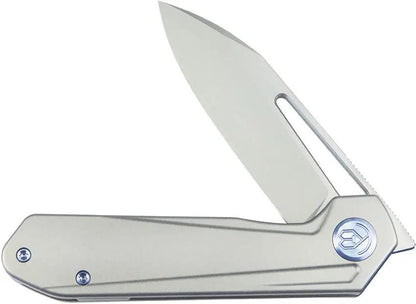 Kubey Royal Framelock Titanium KU321I - Bohler M390 Blade, Gray Titanium Handle, Extended Tang by Kubey