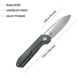 Kubey Royal Framelock Flame Ti KU321N - Flame Anodized Titanium Handle With Bohler M390 Blade by Kubey