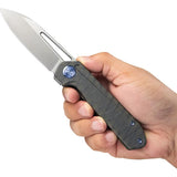 Kubey Royal Framelock Flame Ti KU321N - Flame Anodized Titanium Handle With Bohler M390 Blade by Kubey