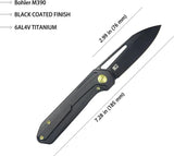 Kubey Royal Framelock Blackout Ti KU3210 - Bohler M390 Blade, Black Titanium Handle, Extended Tang by Kubey