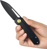 Kubey Royal Framelock Blackout Ti KU3210 - Bohler M390 Blade, Black Titanium Handle, Extended Tang by Kubey