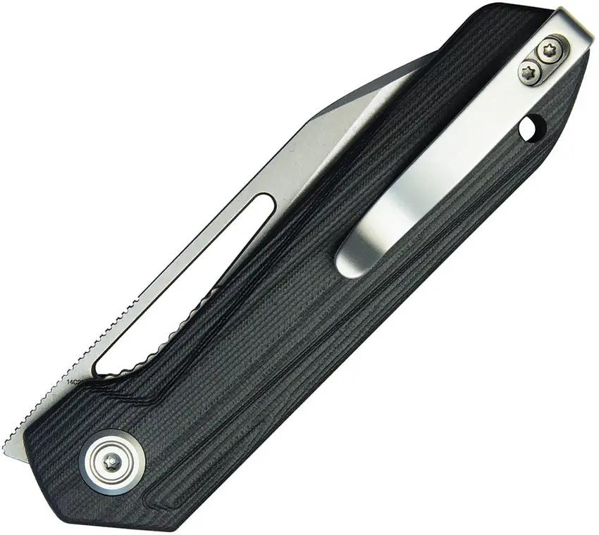 Kubey Royal Linerlock KU321P - Stonewashed 14C28N Sandvik Blade With Black G10 Handle And Extended Tang by Kubey