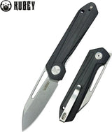 Kubey Royal Linerlock KU321P - Stonewashed 14C28N Sandvik Blade With Black G10 Handle And Extended Tang by Kubey