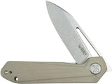 Kubey Royal Linerlock Tan KU321Q - 3 Inch Satin 14C28N Sandvik Blade, Tan G10 Handle, Extended Tang by Kubey