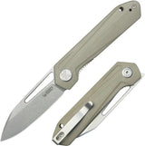 Kubey Royal Linerlock Tan KU321Q - 3 Inch Satin 14C28N Sandvik Blade, Tan G10 Handle, Extended Tang by Kubey