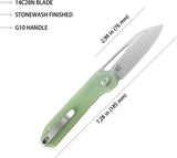 Kubey Royal Linerlock Jade KU321R - Jade G10 Handle, 14C28N Stainless Blade, Thumb Pull And Pocket Clip by Kubey