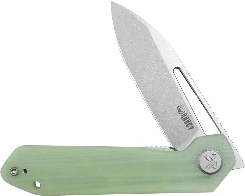 Kubey Royal Linerlock Jade KU321R - Jade G10 Handle, 14C28N Stainless Blade, Thumb Pull And Pocket Clip by Kubey