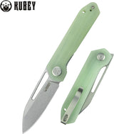 Kubey Royal Linerlock Jade KU321R - Jade G10 Handle, 14C28N Stainless Blade, Thumb Pull And Pocket Clip by Kubey