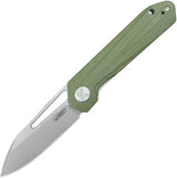 Kubey Royal Linerlock Knife - OD Green G10 Handle, 3 Inch Stonewashed 14C28N Blade, Extended Tang by Kubey