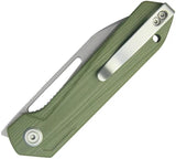Kubey Royal Linerlock Knife - OD Green G10 Handle, 3 Inch Stonewashed 14C28N Blade, Extended Tang by Kubey