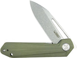 Kubey Royal Linerlock Knife - OD Green G10 Handle, 3 Inch Stonewashed 14C28N Blade, Extended Tang by Kubey