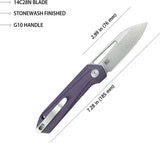 Kubey Royal Linerlock Purple KU321U - Purple G10 Handle With 14C28N Sandvik Stainless Steel Blade by Kubey