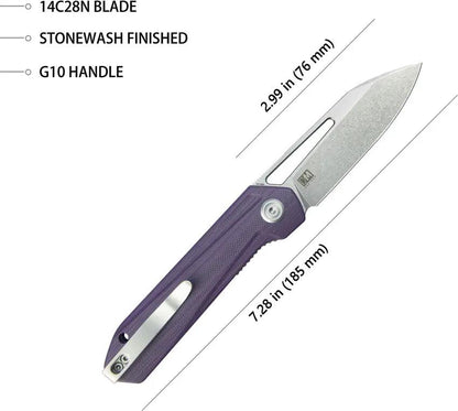 Kubey Royal Linerlock Purple KU321U - Purple G10 Handle With 14C28N Sandvik Stainless Steel Blade by Kubey