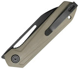 Kubey Royal Linerlock Khaki Folding Knife - 3 Inch Black Stonewash Blade, 14C28N Sandvik Stainless, G10 Handle by kubey