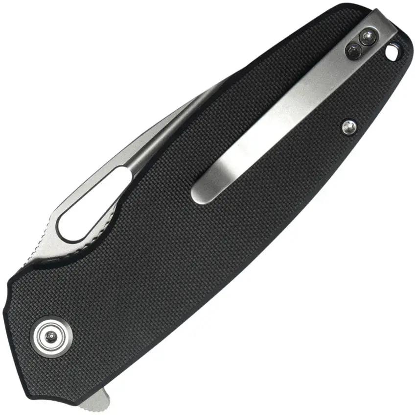 Kubey Tityus Linerlock Knife - Stonewashed 3.38 Inch Drop Point Blade Black G10 Handle by Kubey