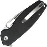 Kubey Tityus Linerlock Knife - Stonewashed 3.38 Inch Drop Point Blade Black G10 Handle by Kubey