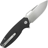 Kubey Tityus Linerlock Knife - Stonewashed 3.38 Inch Drop Point Blade Black G10 Handle by Kubey