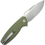 Kubey Tityus Linerlock - Green G10 Handle, 14C28N Sandvik Drop Point Blade, Extended Tang, Pocket Clip, Lanyard Hole by Kubey