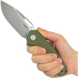 Kubey Tityus Linerlock - Green G10 Handle, 14C28N Sandvik Drop Point Blade, Extended Tang, Pocket Clip, Lanyard Hole by Kubey