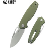 Kubey Tityus Linerlock - Green G10 Handle, 14C28N Sandvik Drop Point Blade, Extended Tang, Pocket Clip, Lanyard Hole by Kubey