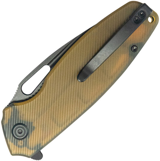 Kubey Tityus Linerlock Ultem - Ultem Handle With 14C28N BlackWash Drop Point Blade by Kubey