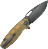 Kubey Tityus Linerlock Ultem - Ultem Handle With 14C28N BlackWash Drop Point Blade by Kubey