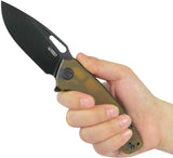 Kubey Tityus Linerlock Ultem - Ultem Handle With 14C28N BlackWash Drop Point Blade by Kubey