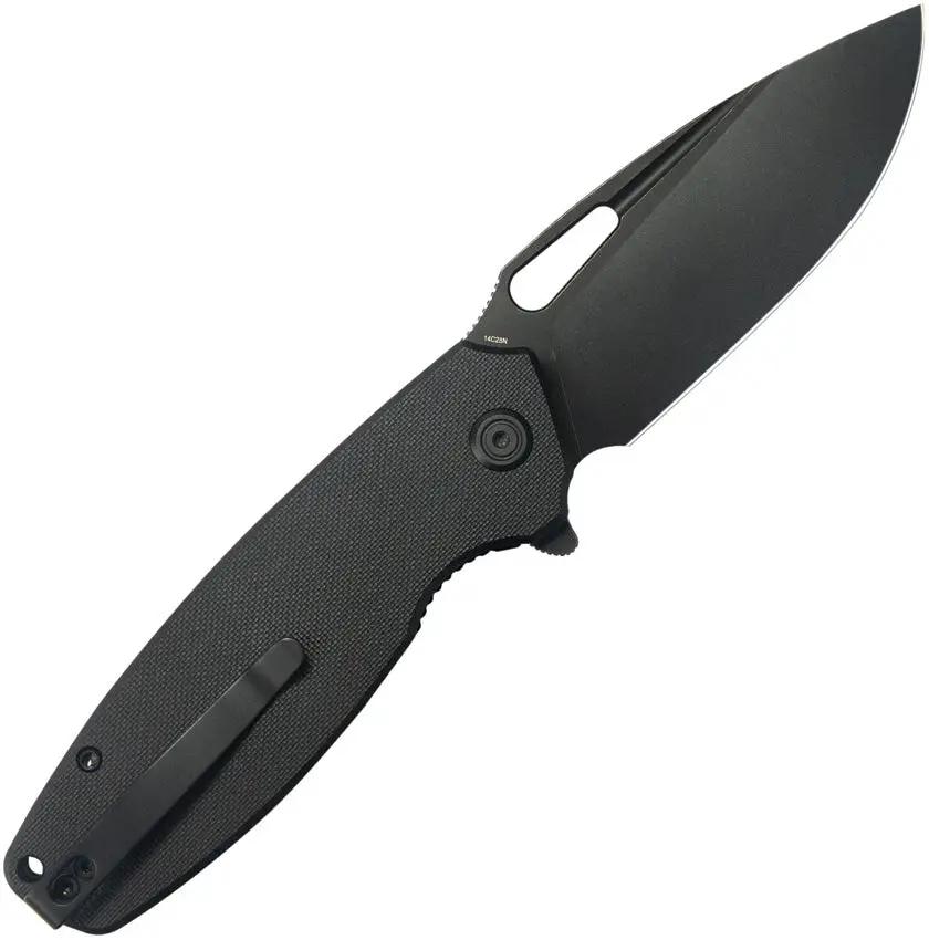 Kubey Tityus Linerlock Black Out KU322T - BlackWash 14C28N Drop Point Blade With G10 Handle by Kubey
