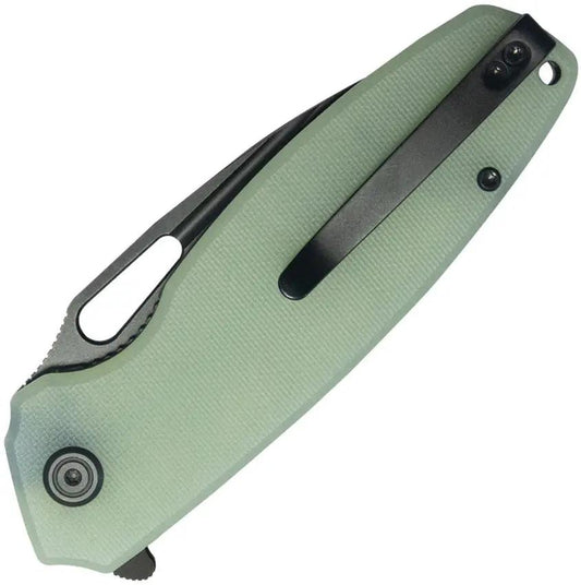 Kubey Tityus Linerlock Jade KU322X - Jade G10 Handle BlackWash 14C28N Sandvik Drop Point Knife With Extended Tang by Kubey