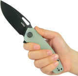 Kubey Tityus Linerlock Jade KU322X - Jade G10 Handle BlackWash 14C28N Sandvik Drop Point Knife With Extended Tang by Kubey