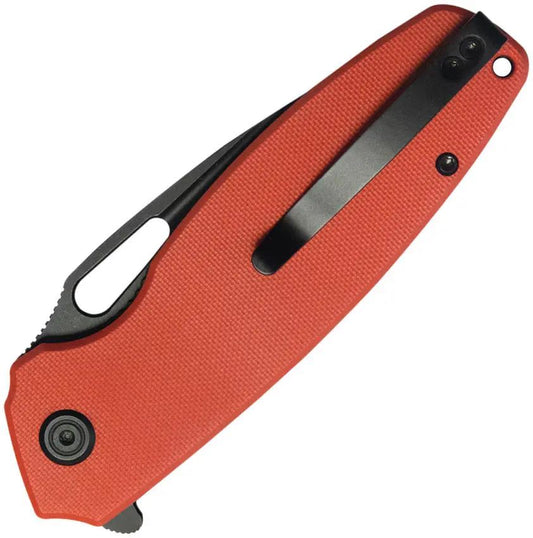 Kubey Tityus Linerlock Knife - Red G10 Handle, BlackWash Finish, 14C28N Sandvik Drop Point Blade by Kubey