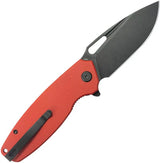 Kubey Tityus Linerlock Knife - Red G10 Handle, BlackWash Finish, 14C28N Sandvik Drop Point Blade by Kubey