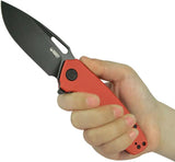 Kubey Tityus Linerlock Knife - Red G10 Handle, BlackWash Finish, 14C28N Sandvik Drop Point Blade by Kubey