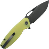 Kubey Tityus Linerlock Knife - Yellow G10 Handle, BlackWash 14C28N Blade, Extended Tang by Kubey